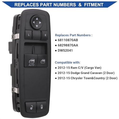 Master Window Switch Power Control Driver Side Compatible with 2012-2015 Ram