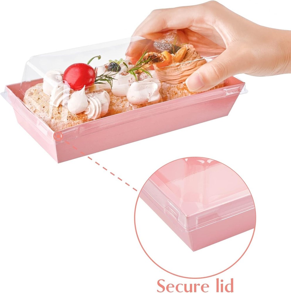 Charcuterie Boxes with Clear Lids, 50 Pack Pink Bakery Boxes, Cookie Boxes, S...