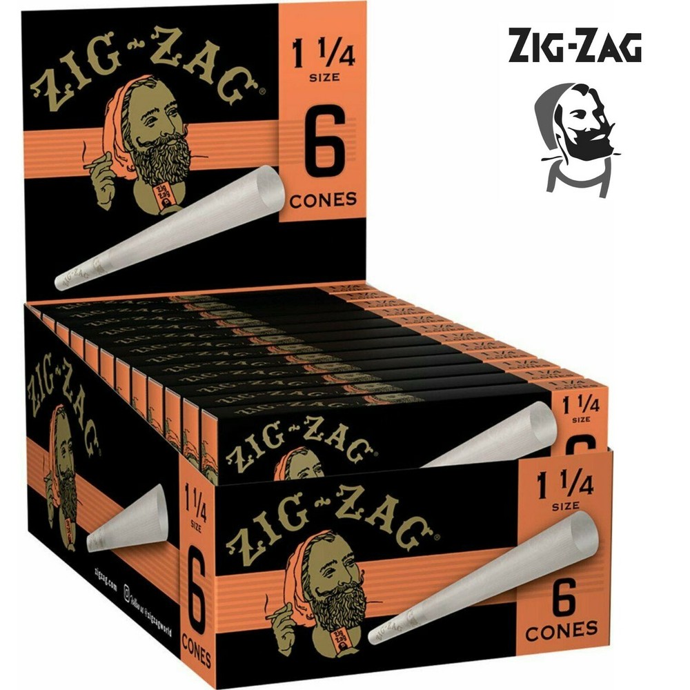 Zig-Zag 1 1/4 1.25 Cones - Full Box 24 PACKS - Rolling Pre Roll Tips 6 Per Pack