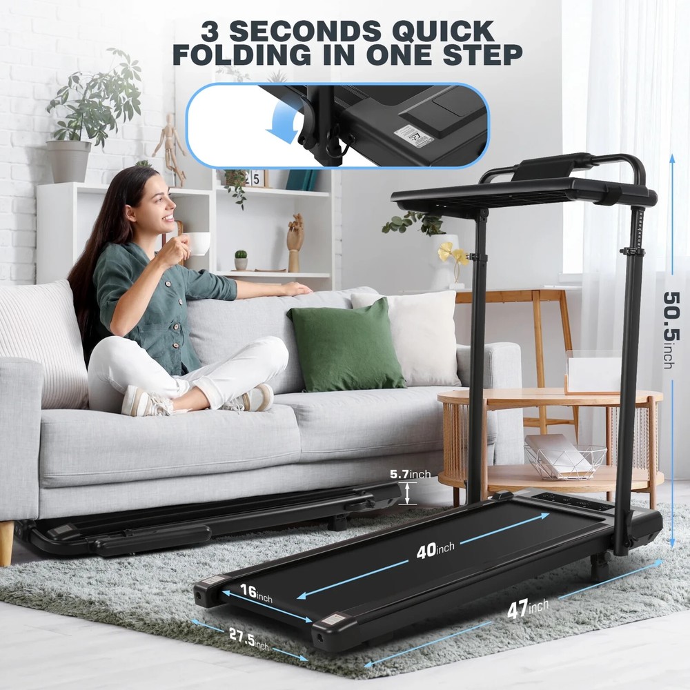 Walking Pad Treadmill with Adjustable Height & Removable Desk Workstation, 300lb
