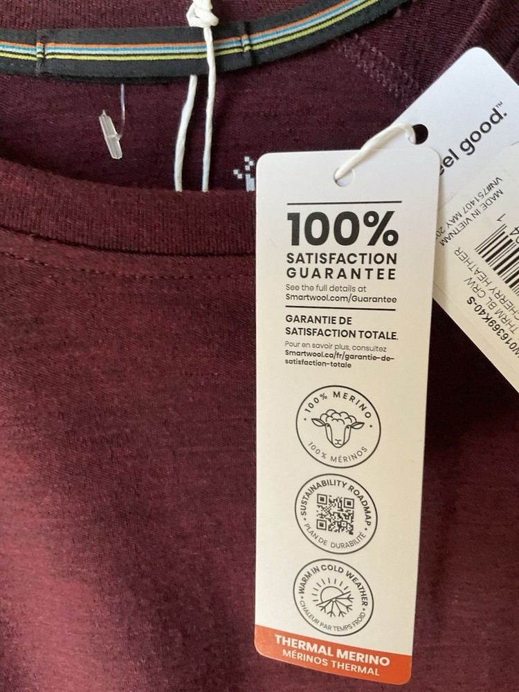 NWT Smartwool Thermal Base Layer Sz Xs Black Cherry Active