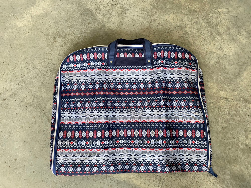 Red Blue Grey Patterned Large Luggage Bag 24” x 20” / A18