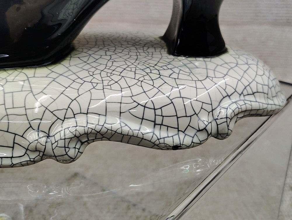 Vintage Hand Painted Ceramic Victorian Witch Boot Vase