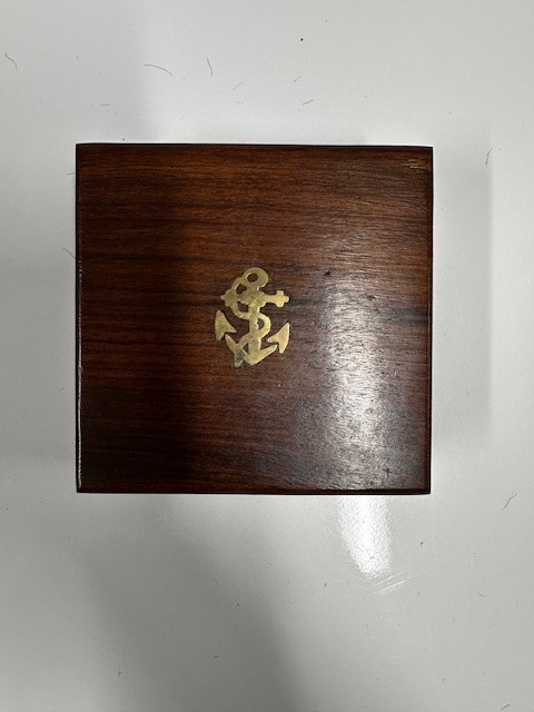 Antique Solid brass 3inch Pocket Compass-With Mahogany Box
