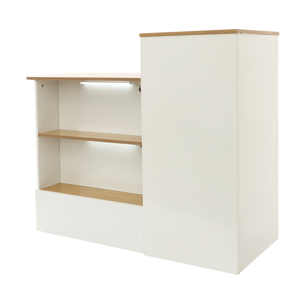 Rectangular Modern Reception Desk Reception Counter Table w/ Lockable Drawer