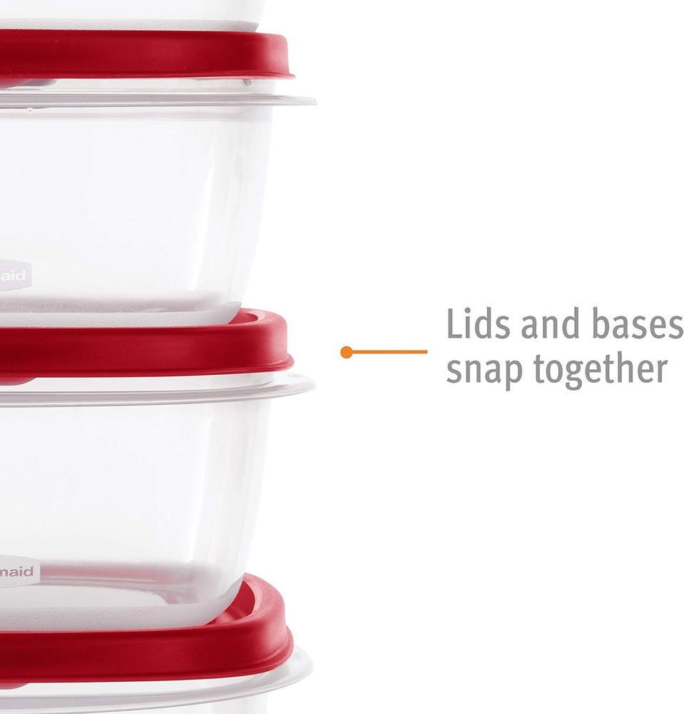 Rubbermaid 60 Piece Food Storage Container with Lid, Red
