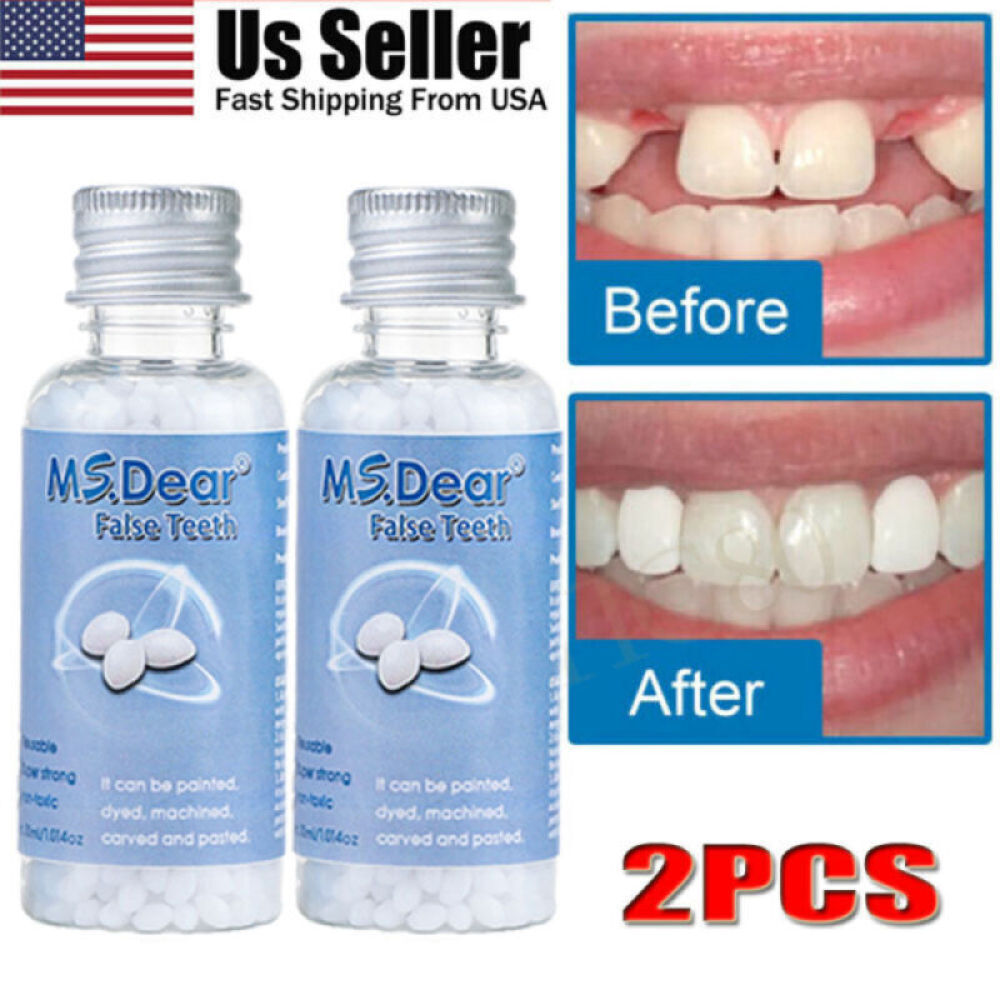 2X Temporary Tooth Repair Set False Teeth Solid Glue Teeth Gaps Denture Adhesive