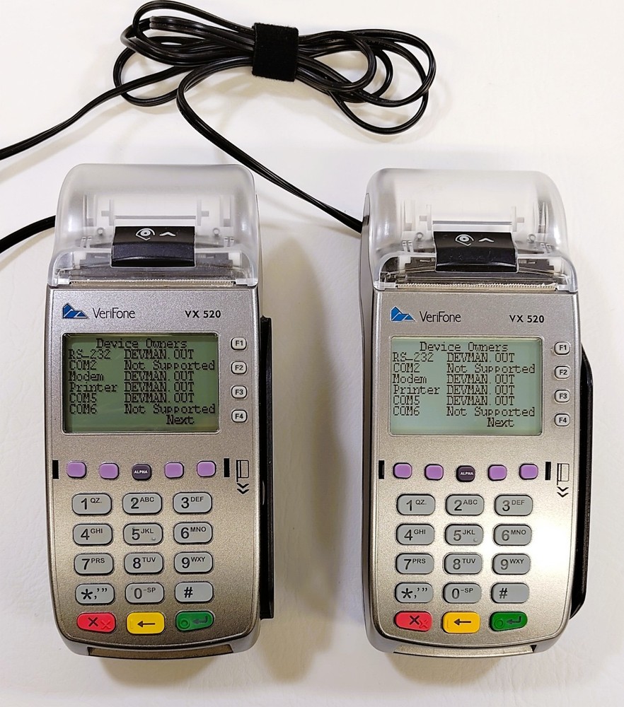 2 Pack - VeriFone VX 520 Credit Card Terminal Reader Bundle, Rolls, Power AC's