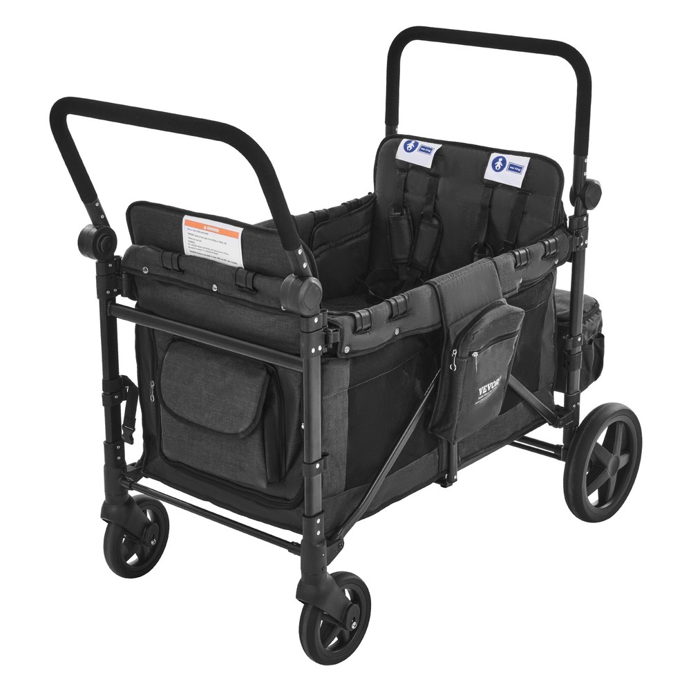 VEVOR Wagon Stroller 4 Kids Push Pull Quad Collapsible Stroller 330LBS Capacity