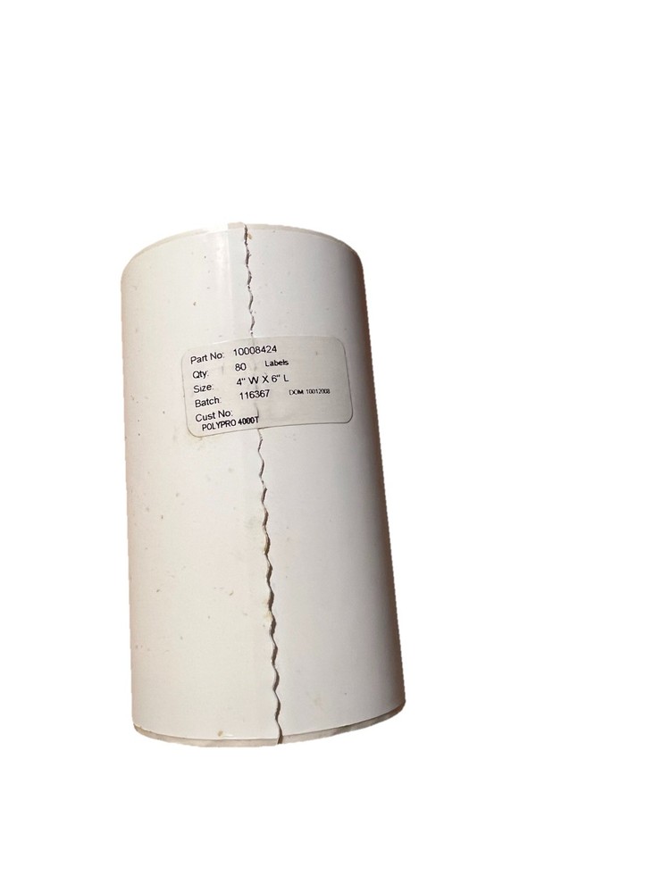 Zebra PolyPro 4000T Labels 4" x 6" 10008424