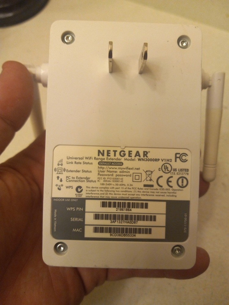 Netgear WN3000RP V1H2 Universal Wi-Fi Range Extender