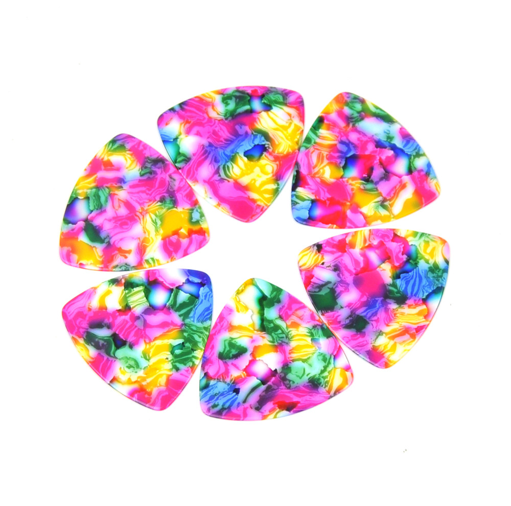 Celluloid 346 Rounded Triangle Guitar Picks 0.71mm 100Pcs Assorted Colors