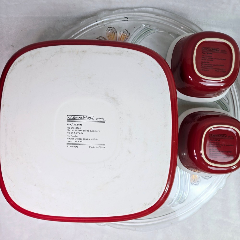 CorningWare Etch Brick Color 7 Piece Set. Same Day Shipping