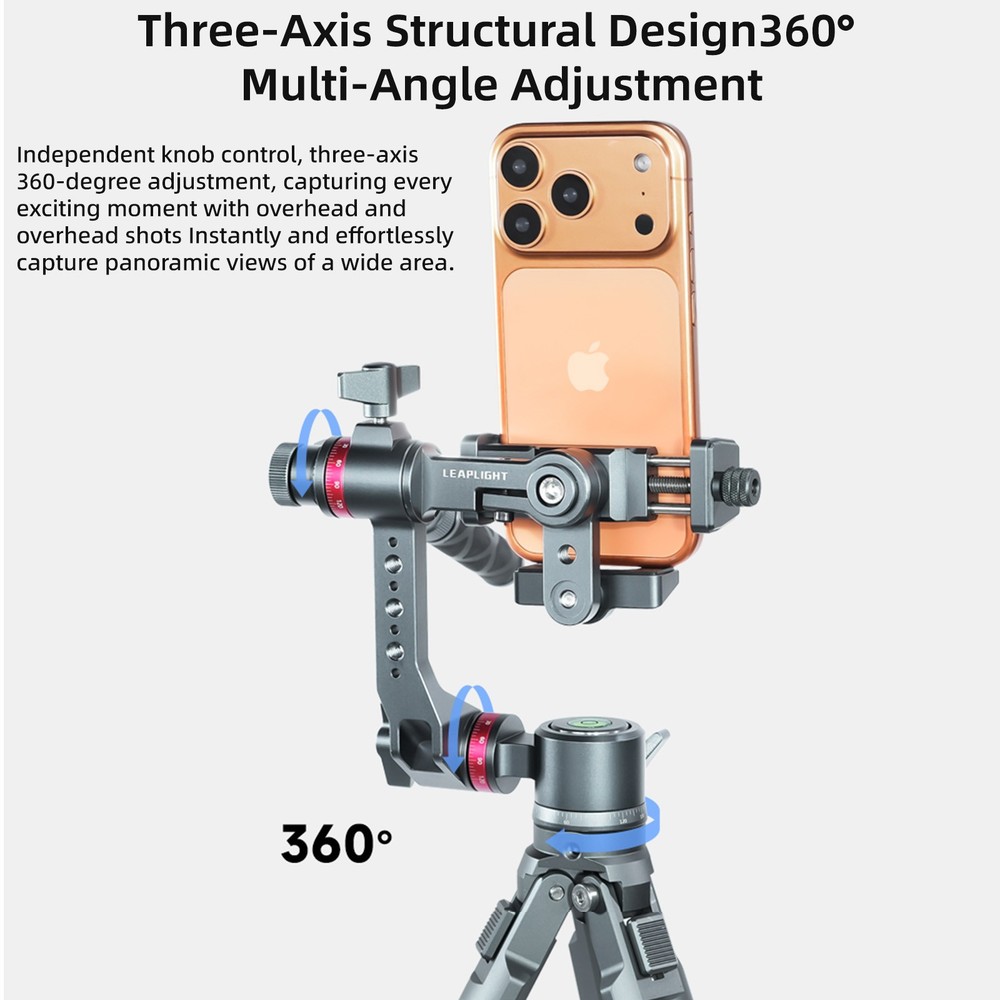 Gimbal Stabilizer Three-Axis Tripod Fluid Head Pan Tilt Quick Release Handle Cla