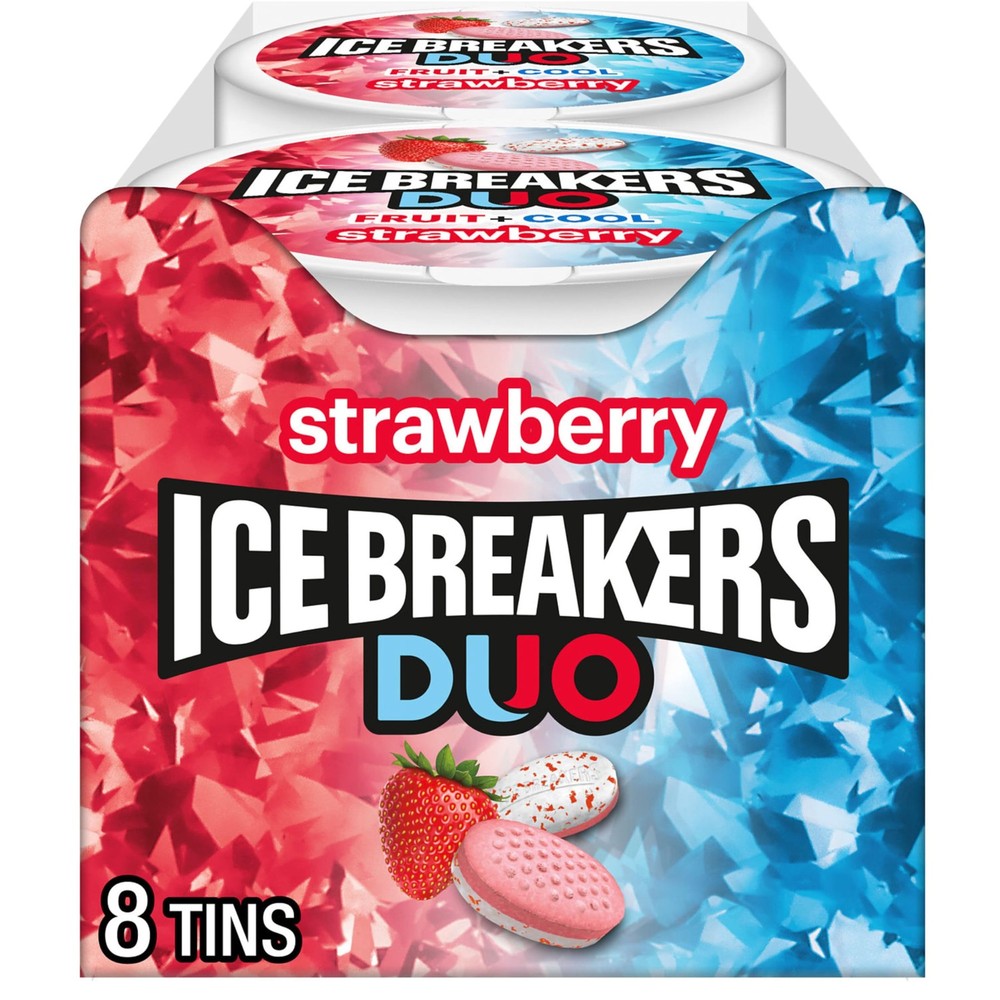 ICE BREAKERS Duo Fruit Plus Cool Strawberry Flavored Sugar Free Mints 8 Count