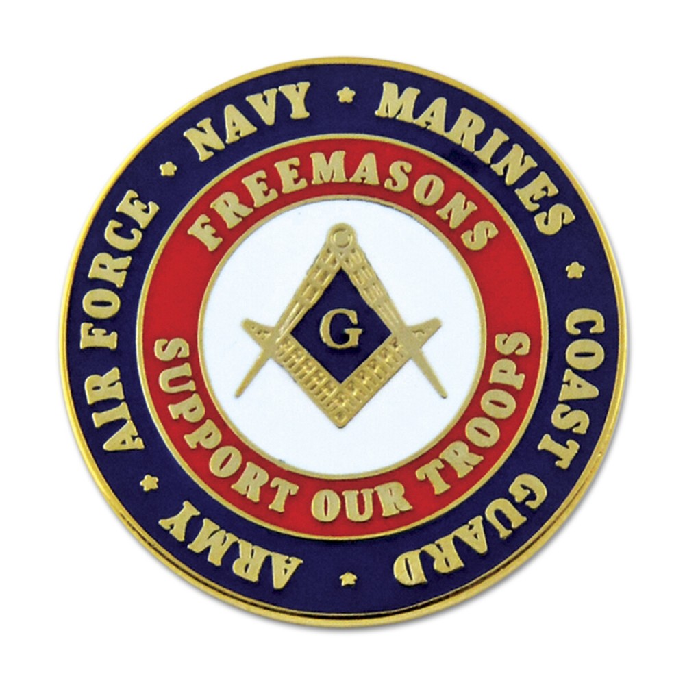 Freemasons Support Our Troops Round Masonic Lapel Pin