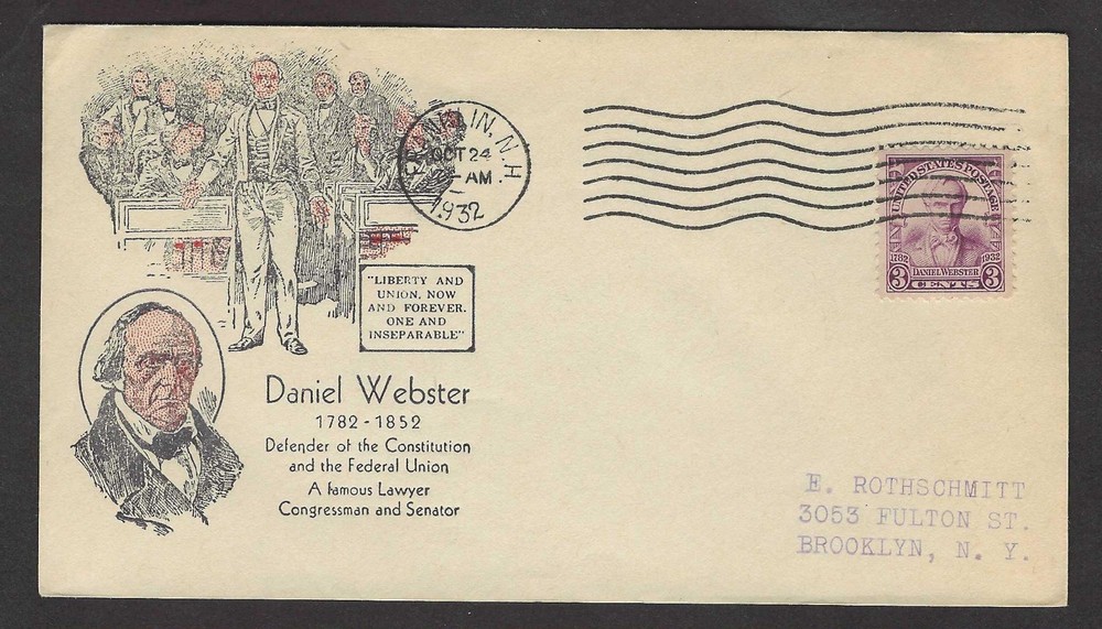 #725 3c Daniel Webster- 1932 Ioor Cachet FDC