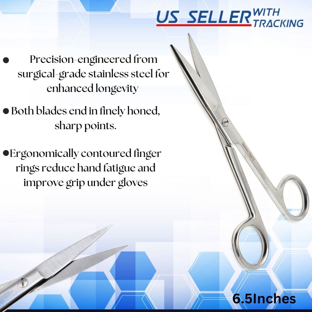 Operating Scissors Veterinary Instrument 6.50" Sharp Sharp Straight Stainless