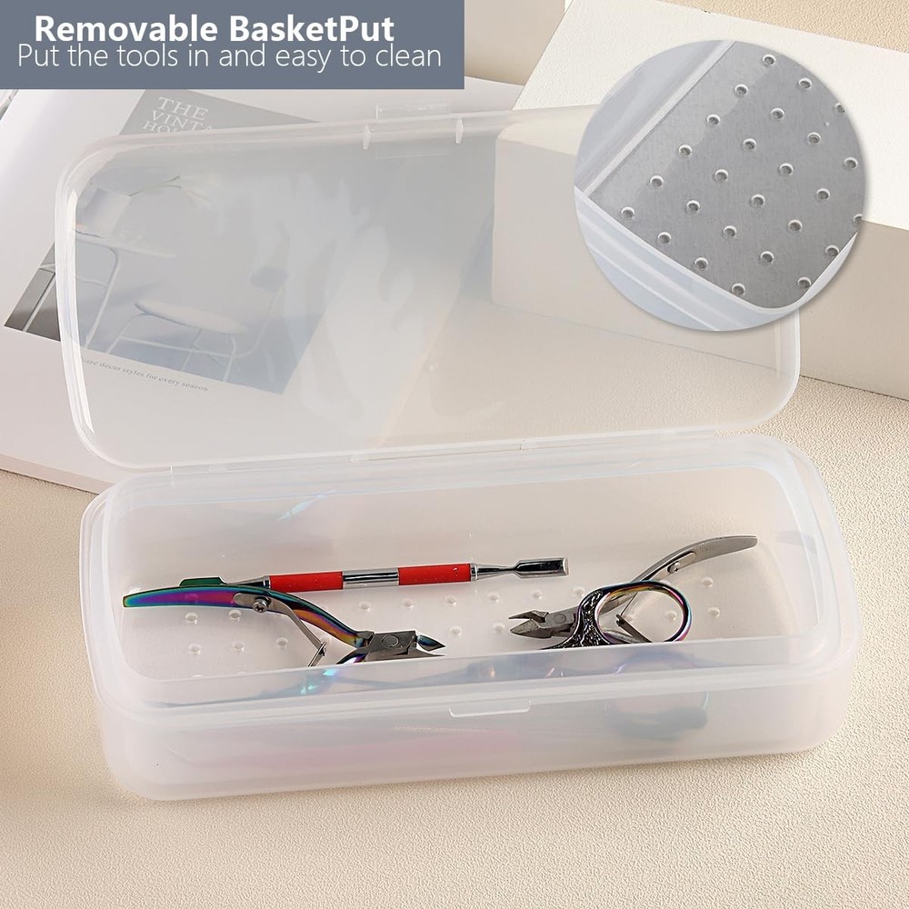 Nail Tool Sterilizer Box, Fully Transparent Disinfection Container Tray for N...