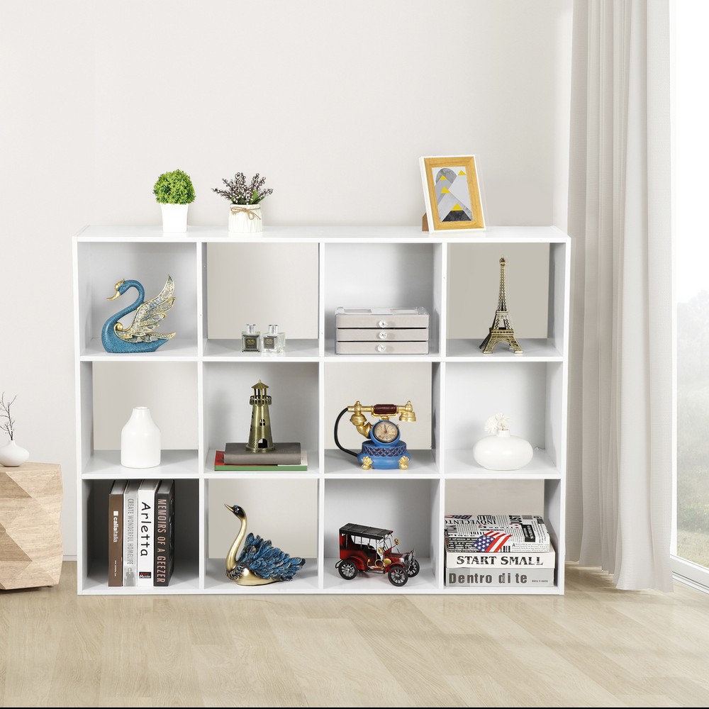 12 Cube Organizer Storage Bookcase Open Shelf for Home office Decor White