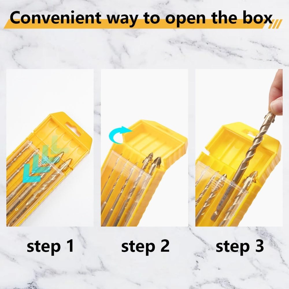 Masonry Drill Bit Set for Ceramic Tile, Concrete Drill Bit with Tungsten Carb...