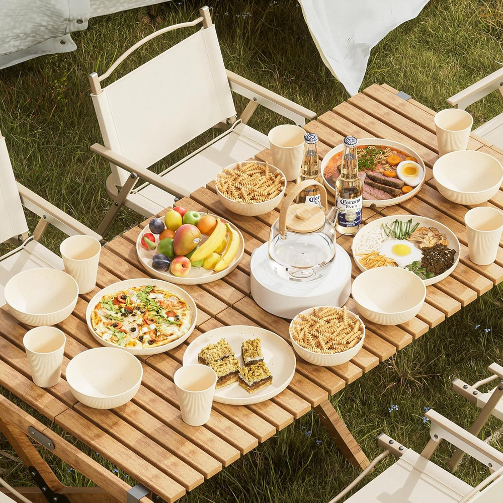 18PCS Wheat Straw Dinnerware Sets Unbreakable Reusable Dinnerware Set for 6, Mic