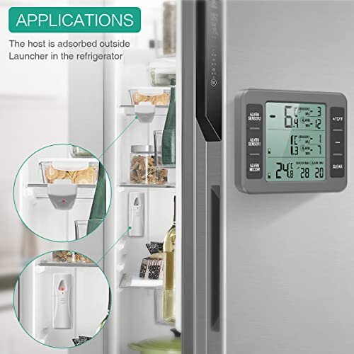 Refrigerator Thermometer, (New Version) Wireless Digital Freezer Thermometer,...