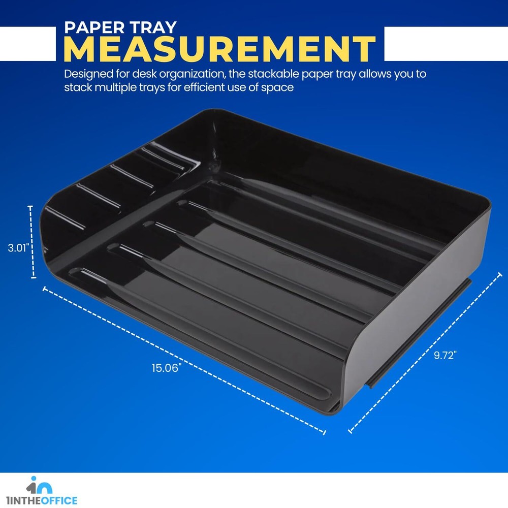 Stackable Paper Tray File Organizer 2 Pack Side Load Letter Tray Black