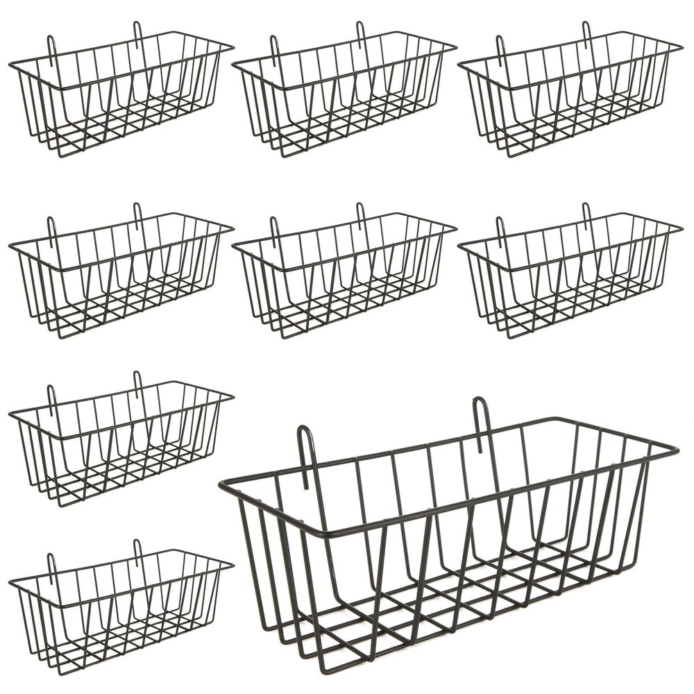 10 PCS Wire Baskets Wall Grid Panel Hanging Wire Basket Hanging Wall Baskets ...
