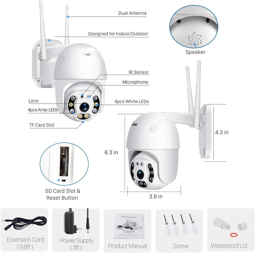 Enhanced 360° Outdoor WiFi Security Camera - Full HD, Night Vision & Flood Light