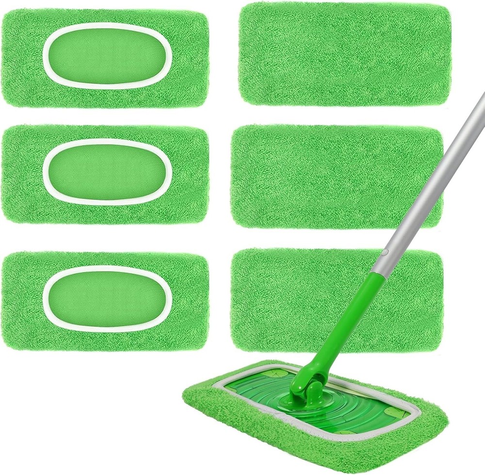 Universal Fit Mop Pads - Machine-Washable Microfiber 6-Pack for Easy Cleaning