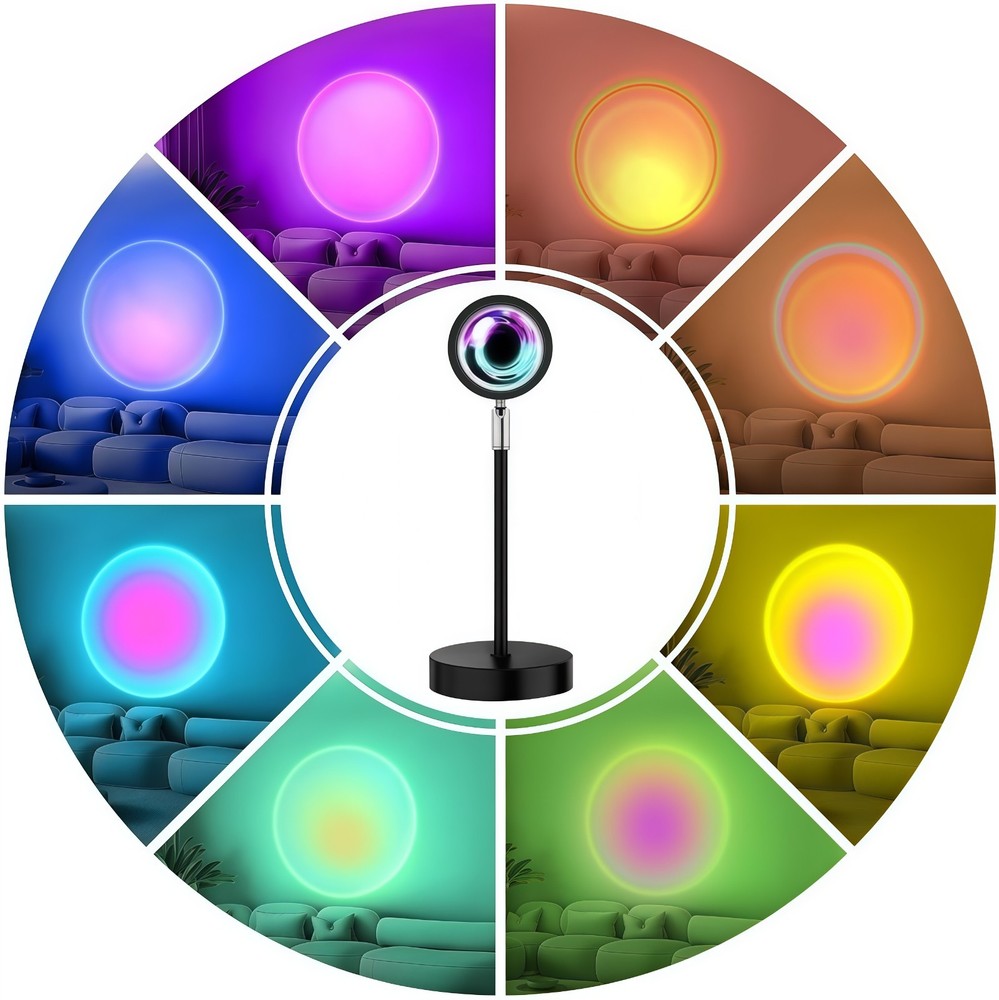Sunset Lamp Projector 16 Colors LED Rainbow Light Remote Night Decor Gift