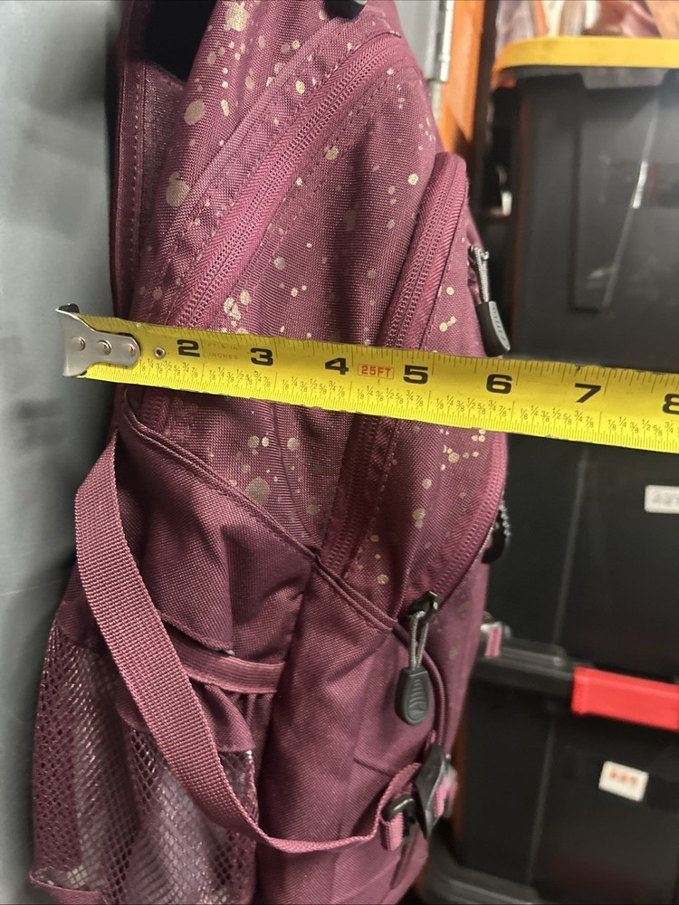 High Sierra Loop Backpack Bookbag Gold Splatter Pattern Maroon Bag