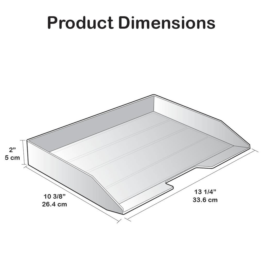 Stackable Letter Tray Single Side Load, Plastic, Desktop File Organizer (Soli...