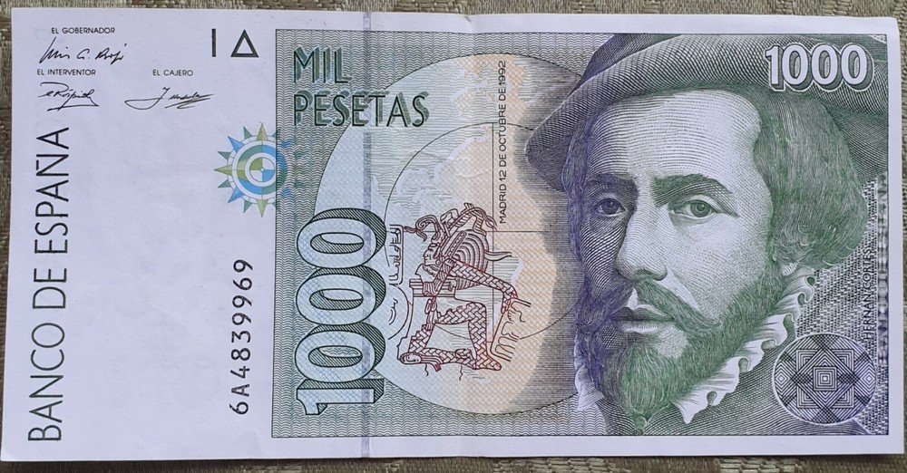 1000 Peseta Note, Un-circulated Commemorative Note Issued In 1992.