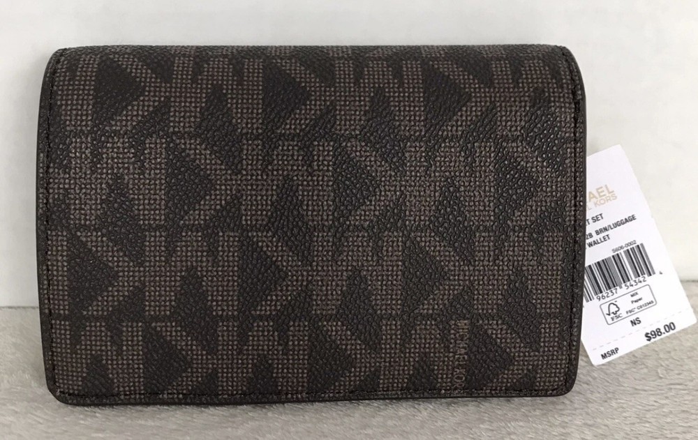 MICHAEL KORS WOMEN’S BROWN LOGO MEDIUM SLIM WALLET