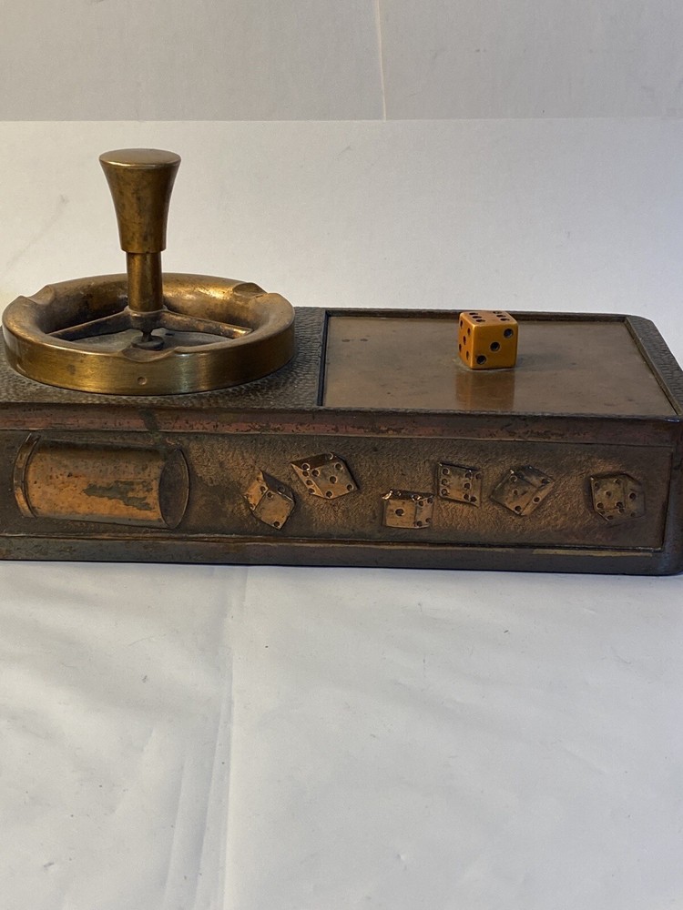 Gambling Dice Cards Theme Copper Ashtray & Cigarette Box Combo