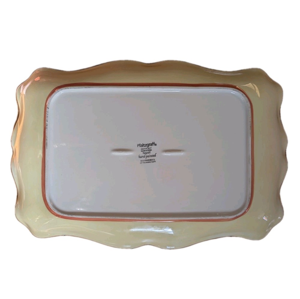 Pfaltzgraff Napoli Floral Rectangular Serving Tray Platter 16"x11" Hand Painted