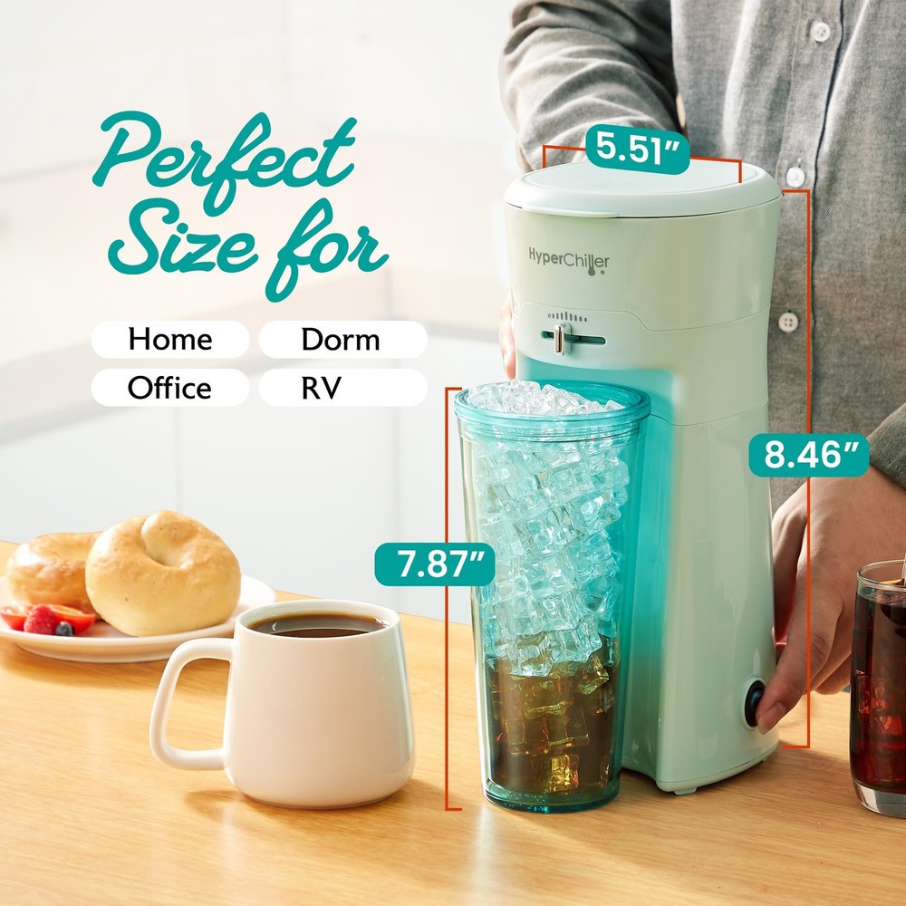 HyperChiller EHC824 Iced & Hot Coffee Maker, Adjustable 2.5 Cups, Mint