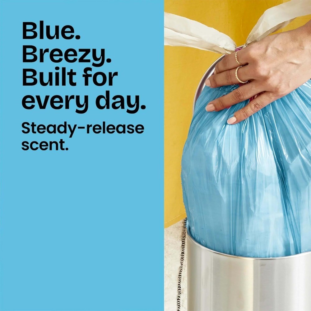 Small Drawstring Trash Bags 4 Gallon, Fresh Beachside Breeze Scent, 34 Count,