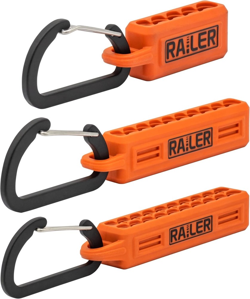 Railer Screwdriver Bit Holder Storage Organizer - 3 Pack – 5-Hole, 10- Orange