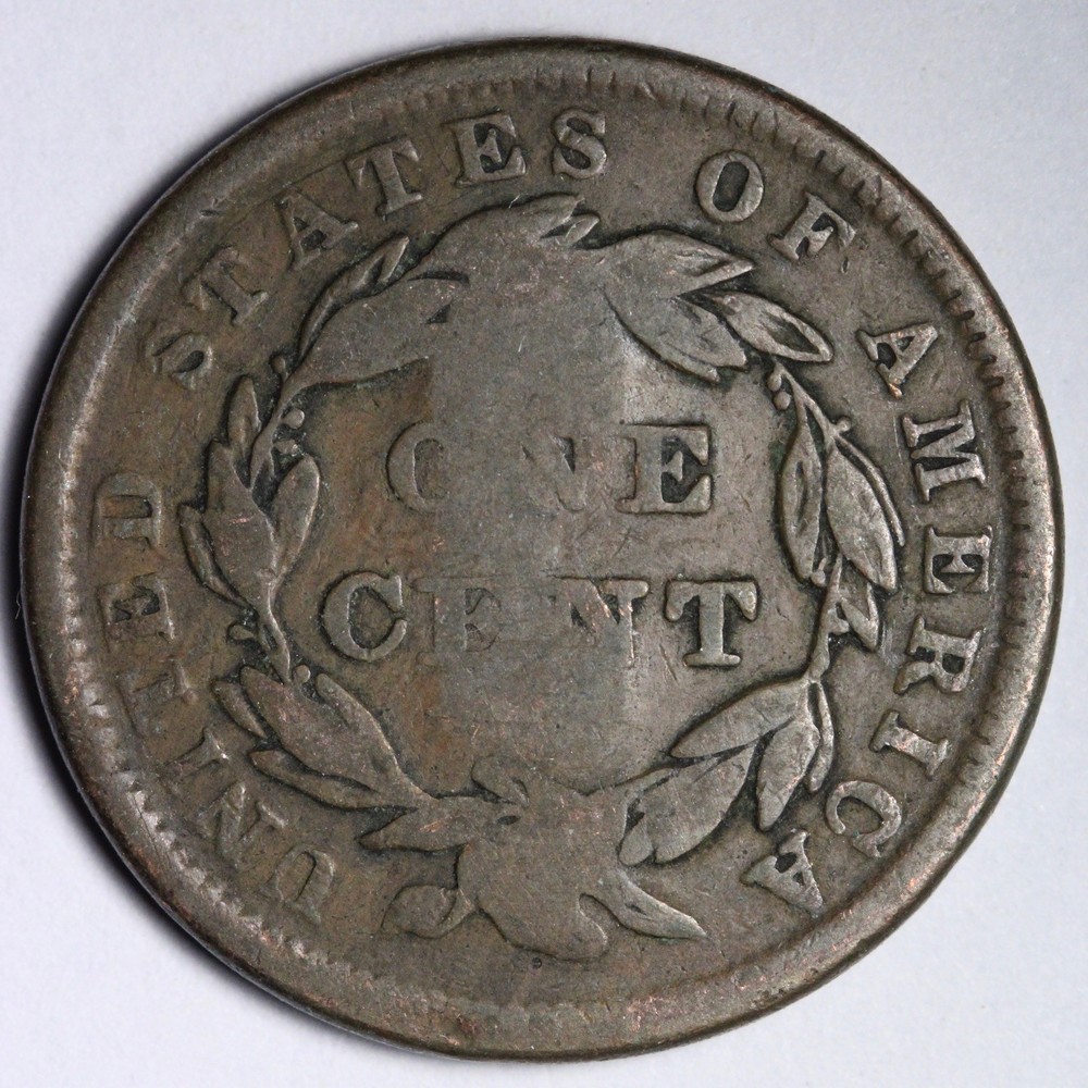 1838 Coronet Head Large Cent NEAT COUNTERSTAMP E107 VQNN