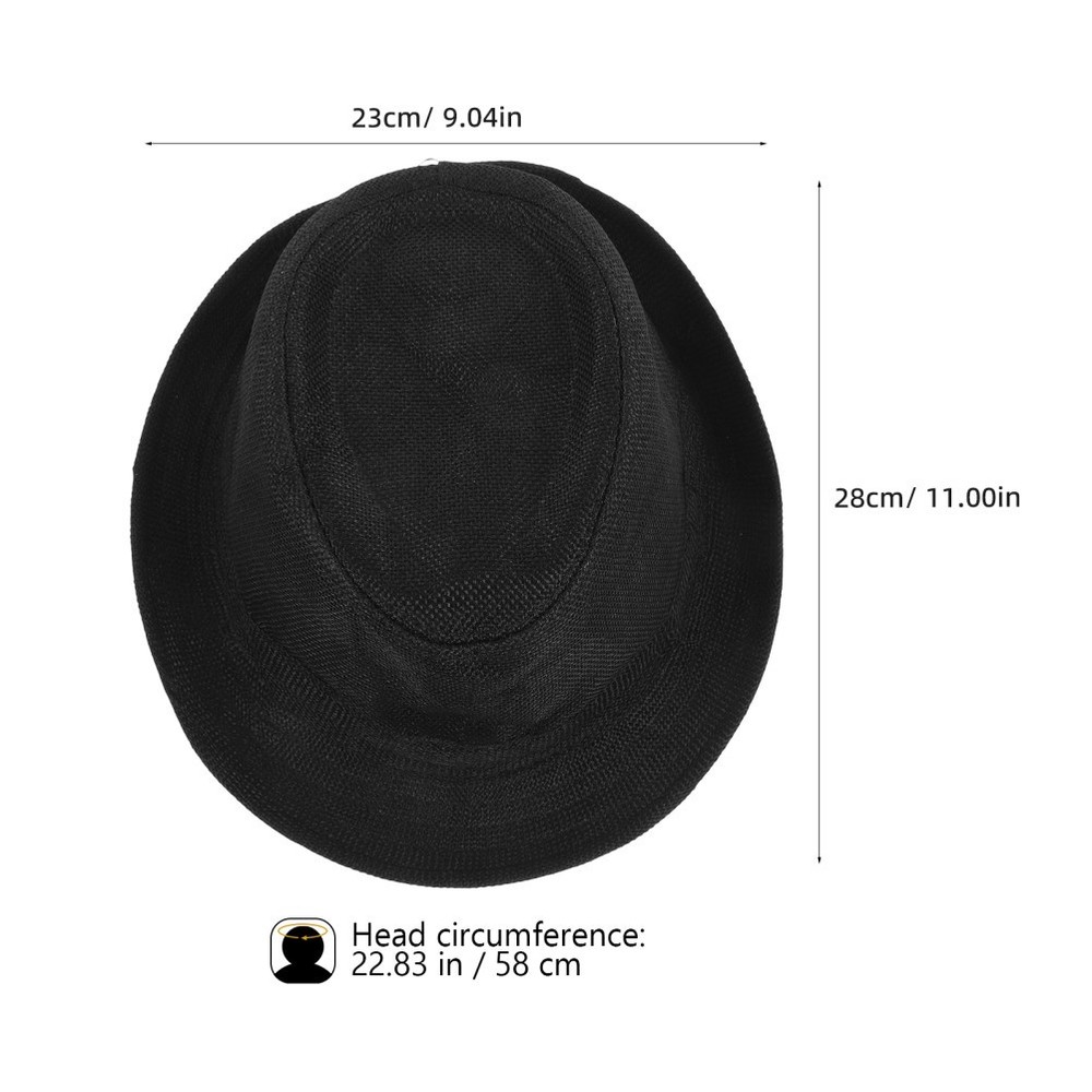 Cotton Fedora Hat for Kids Black Dance Performance Adjustable 58cm