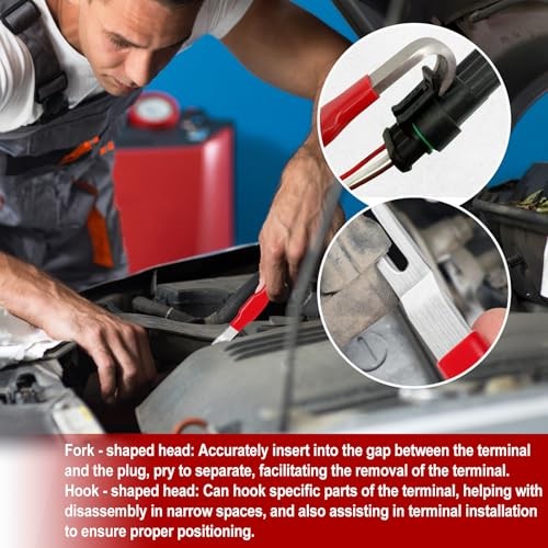 2 Pcs Automotive Electrical Terminal Connector Separator Removal Tool Red+Black