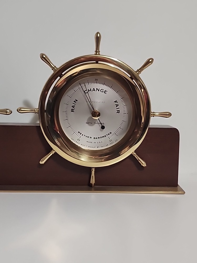 Seth Thomas Ships Bell Brass Helmsman Clock & Barometer E537-011
