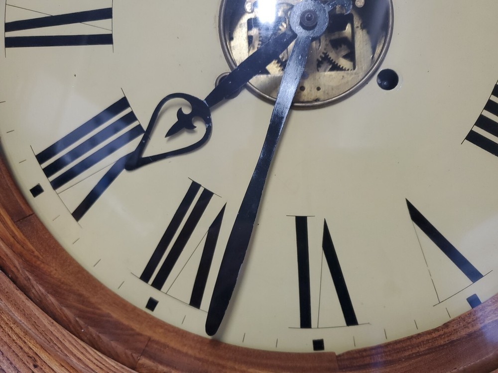 Large Antique Circular Wall Clock Trade Mark "S" Working