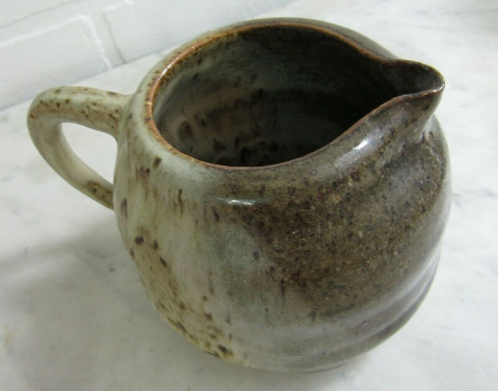 Vintage Studio Art Pottery Pitcher Signed Hand Thrown Stoneware