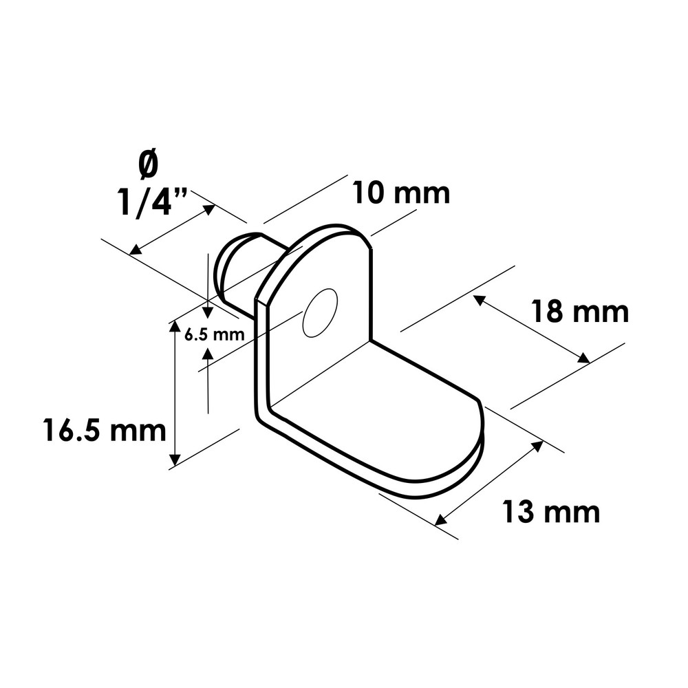 500 Pack 1/4" Diameter L-Shaped Shelf Support, Heavy Duty, Nickel