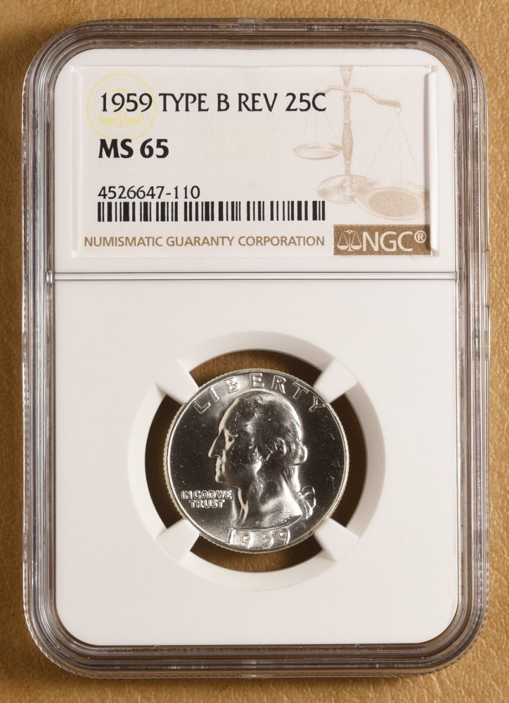 1959 P Washington Quarter 'Type B Reverse' NGC MS65