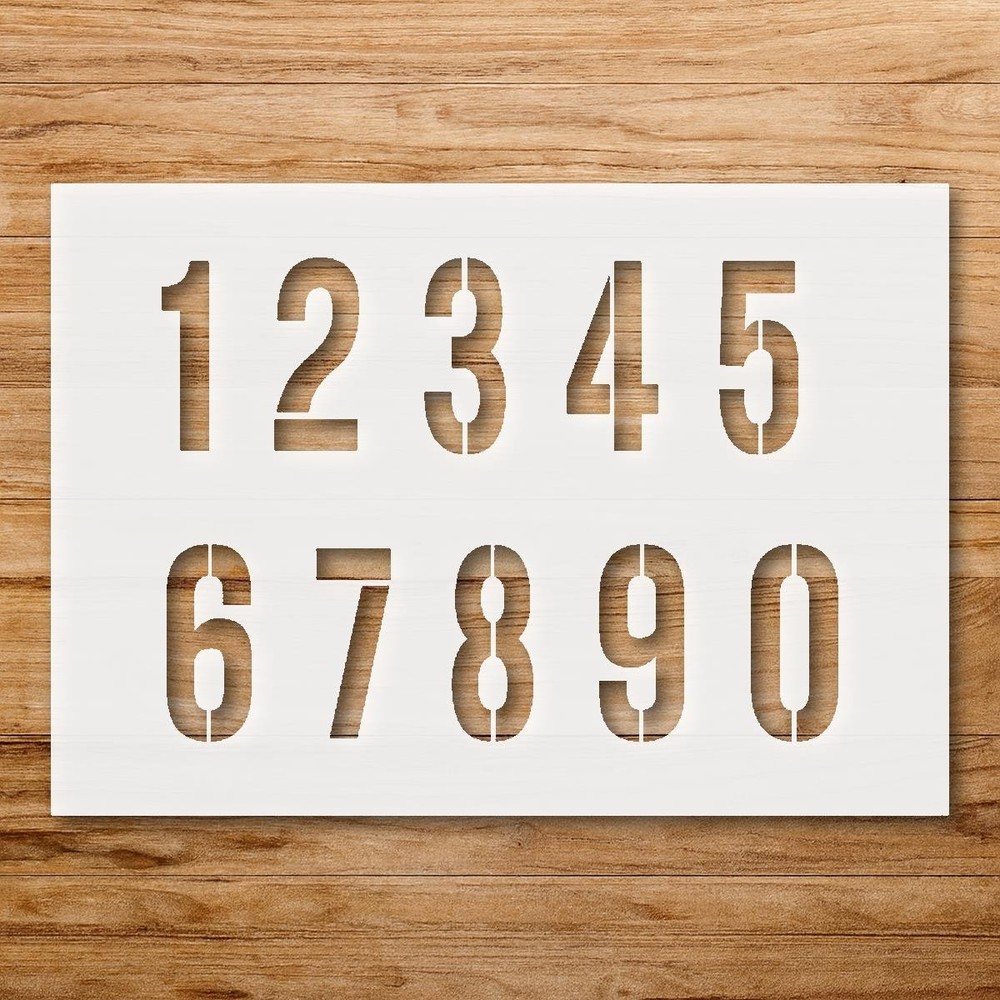 Numbers 0 - 9 Identification Typography Wall Art Reusable Stencil - StencilAir